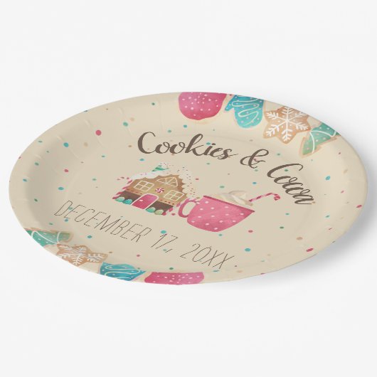 Cookie Exchange Feestelijke Kerst Waterverf Papieren Bordje (Gekanteld)