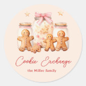 Cookie Exchange Gingerbread Man Blush Ronde Sticker (Voorkant)