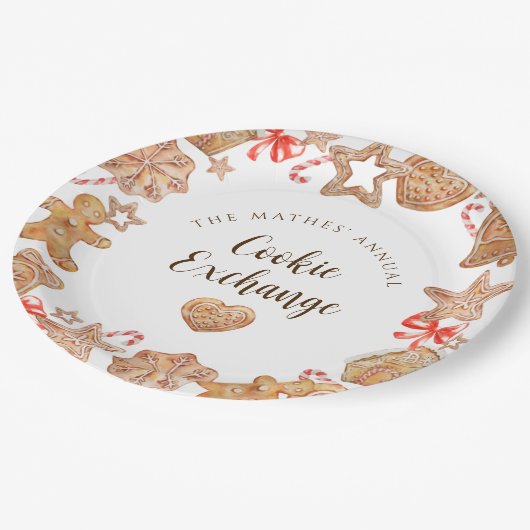 Cookie Exchange Holiday Party Papieren Bordje (Gekanteld)