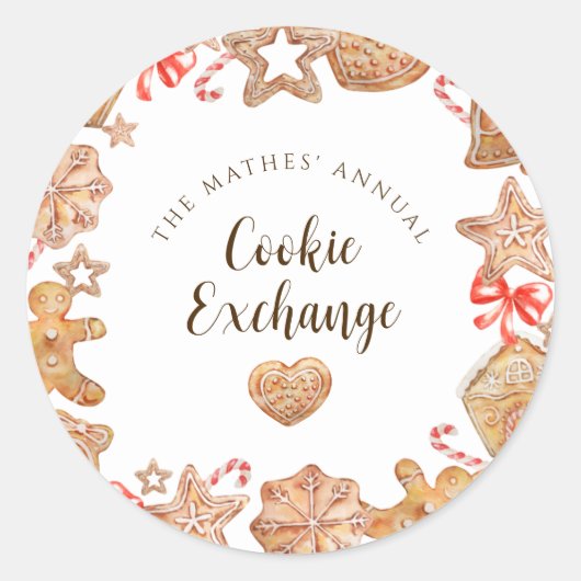Cookie Exchange Holiday Party Ronde Sticker (Voorkant)
