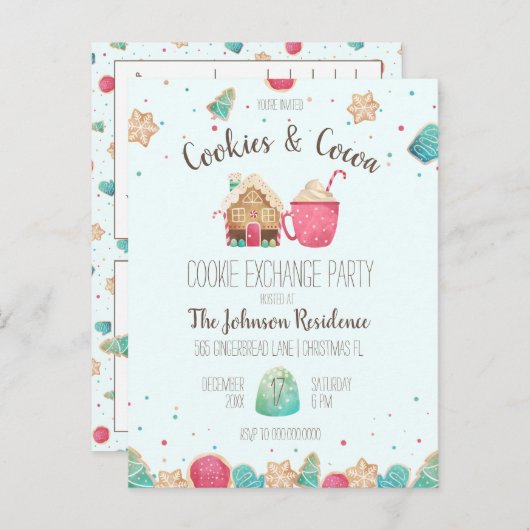 Cookie Exchange Kerst Party Budget Uitnodiging (Voorkant / Achterkant)