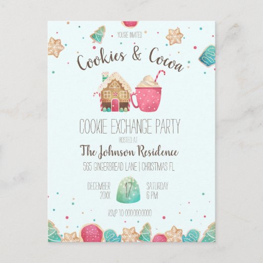 Cookie Exchange Kerst Party Budget Uitnodiging (Voorkant)