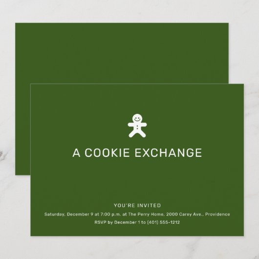 Cookie Exchange Kerstfeest Kaart (Voorkant / Achterkant)