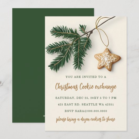 Cookie Exchange Kerstfeest Kaart (Voorkant / Achterkant)
