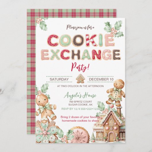 Cookie Exchange Kerstkoekjes Gingerbread Kaart (Voorkant / Achterkant)