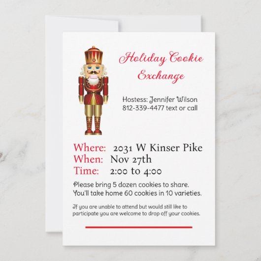 Cookie Exchange Nutcracker Thema Aangepaste tekst (Achterkant)