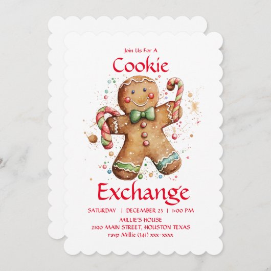 Cookie Exchange Party uitnodiging die u aanpast (Voorkant / Achterkant)