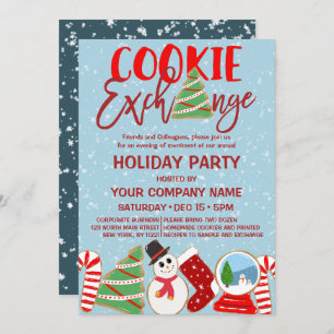 Cookie Exchange Red Blue Corporate Holiday Kaart