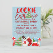 Cookie Exchange Red Blue-illustraties kerstmis Kaart (Staand voorkant)