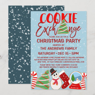 Cookie Exchange Red Blue-illustraties kerstmis Kaart