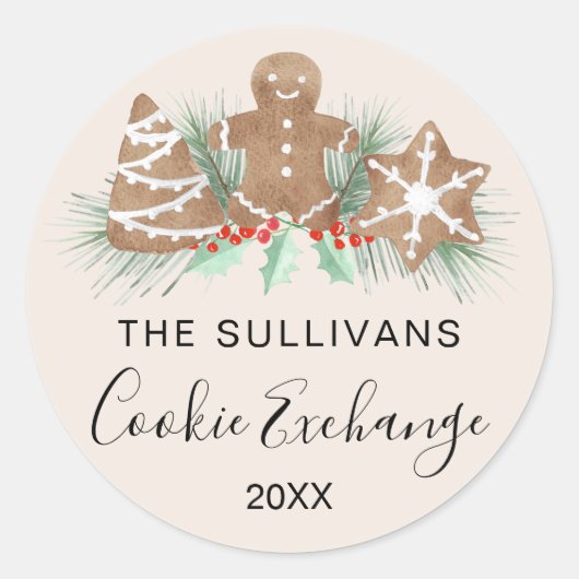 Cookie Exchange Ronde Sticker (Voorkant)
