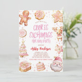 Cookie Exchange Roze Kerstfeest Kaart (Staand voorkant)