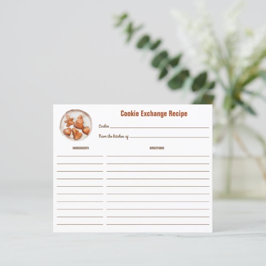 Cookie Exchange Rustic Recipe Card (Staand voorkant)