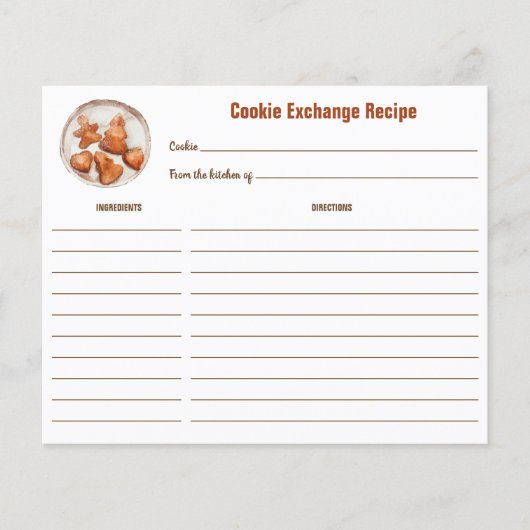 Cookie Exchange Rustic Recipe Card (Voorkant)