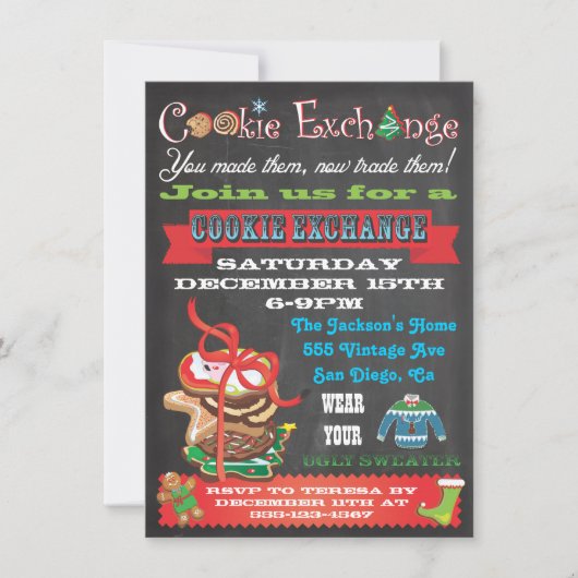 Cookie Exchange/ Ugly Sweater Party Invitations Kaart (Voorkant)