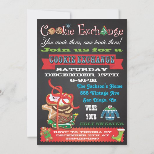 Cookie Exchange/ Ugly Sweater Party Invitations Kaart (Voorkant)
