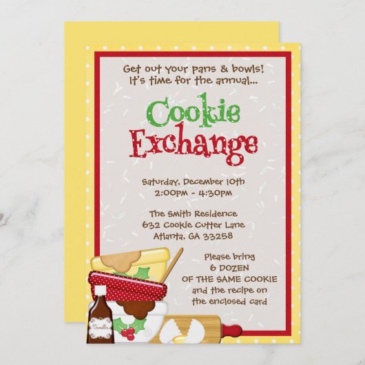 Cookie Exchange Uitnodiging Vakantie Uitnodiging (Voorkant / Achterkant)