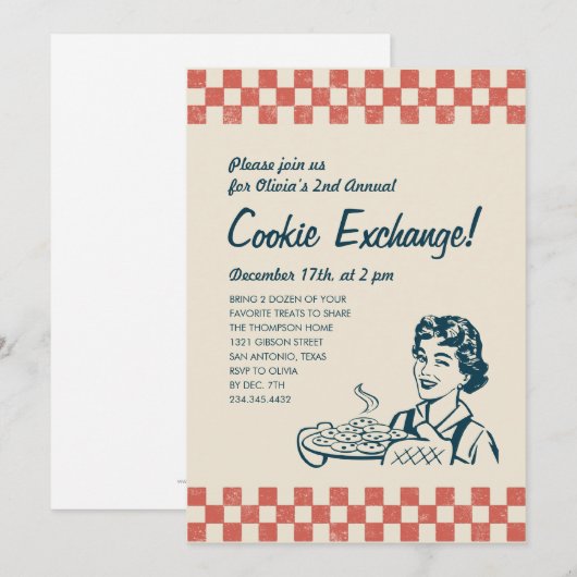 Cookie Exchange-uitnodigingen Kaart (Voorkant / Achterkant)