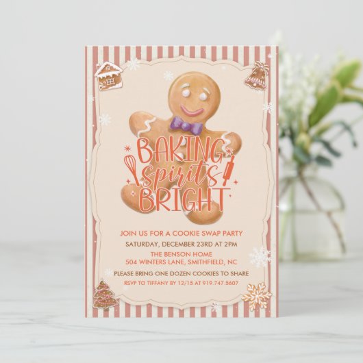 Cookie Exchange Vakantie Party Uitnodiging (Staand voorkant)