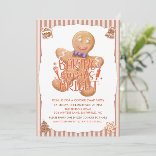 Cookie Exchange Vakantie Party Uitnodiging (Staand voorkant)