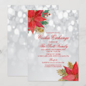 Cookie Exchange Vakantie Poinsettia Uitnodiging (Voorkant / Achterkant)