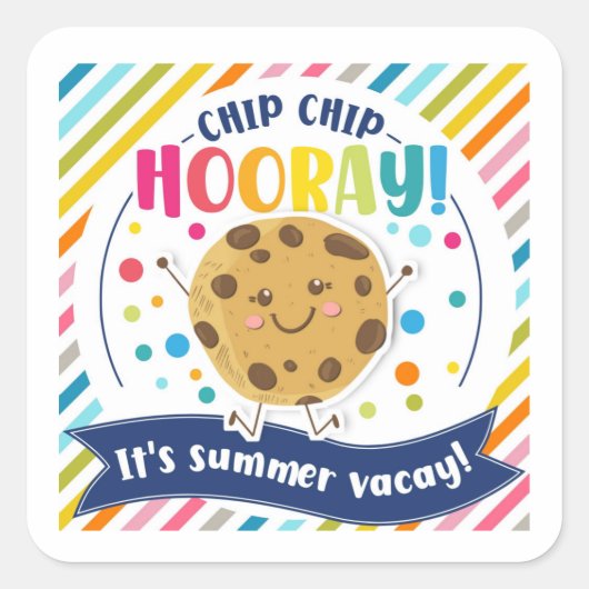 Cookie Favour Cadeau Zomervakantie Vierkante Sticker (Voorkant)