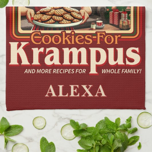 Cookie For Krampus Merry Krampus Christmas Horror Theedoek (Gevouwen)
