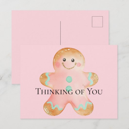 Cookie Gold Blush Pink Mint Denken aan jou Briefkaart (Voorkant / Achterkant)