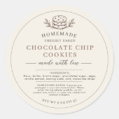 Cookie Ingrediënten Productlabel Ronde Sticker (Voorkant)