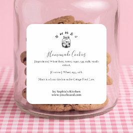 Cookie Jar Minimalistische Bakkerij Ingrediënt Pro Vierkante Sticker