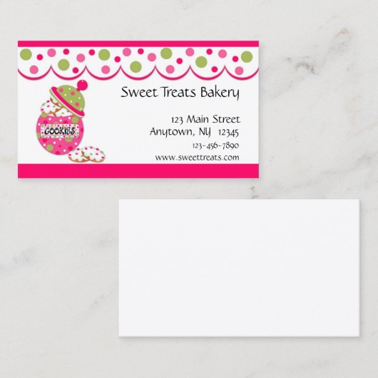 Cookie Jar, roze Visitekaartje (Voorkant / Achterkant)