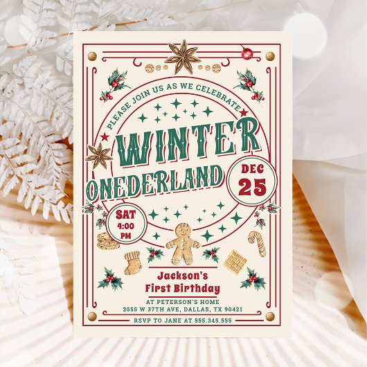 Cookie Kerst Winter ONEderland Verjaardag Kaart