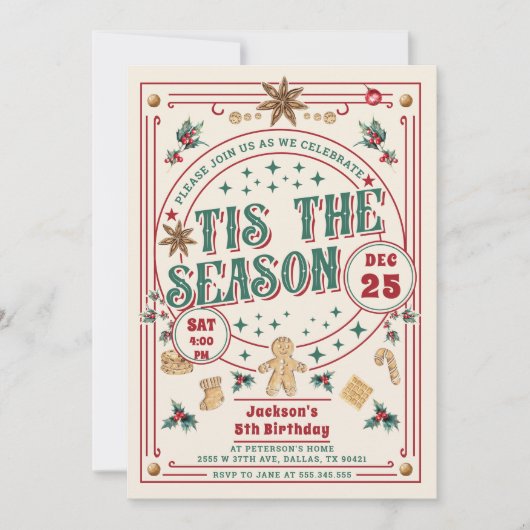 Cookie Kerstmis Is Het Seizoen Verjaardag Kaart (Voorkant)