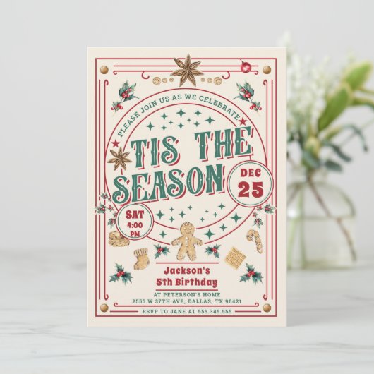 Cookie Kersttis Het Is Het Seizoen Verjaardag Kaart (Staand voorkant)