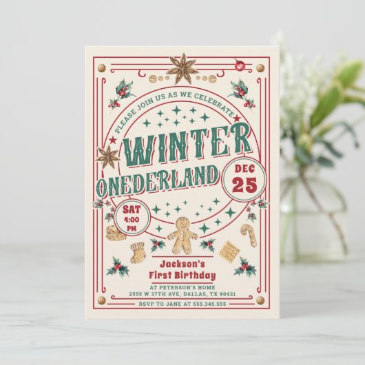 Cookie Kerstwinter ONEderland Verjaardag Kaart (Staand voorkant)
