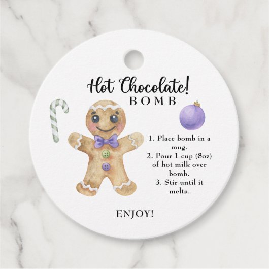 Cookie man - Warme chocoladebom Bedankjes Labels (Voorkant)