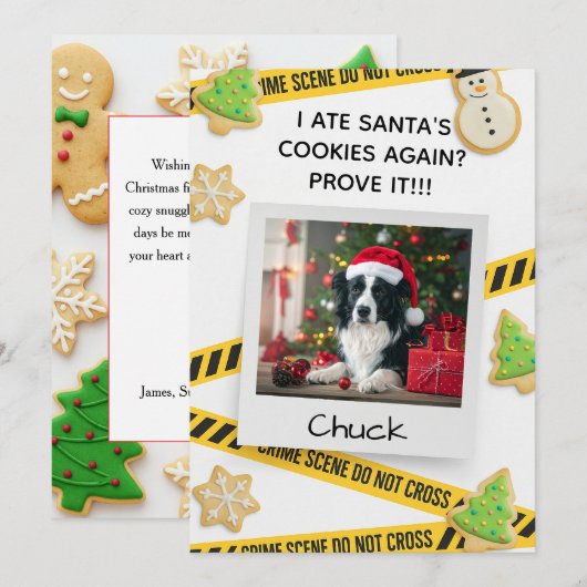 Cookie Misdaad Scene Funny Hond Kerstkaart Bedankkaart (Voorkant / Achterkant)