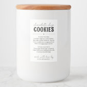 Cookie Mix in een Jar Gift Voedselcontainer Etiket (Voorkant)