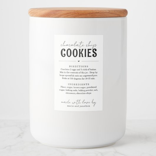 Cookie Mix in een Jar Gift Voedselcontainer Etiket (Voorkant)