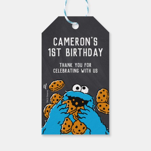 Cookie Monster | 1e verjaardag bedankt Cadeaulabel (Achterkant)