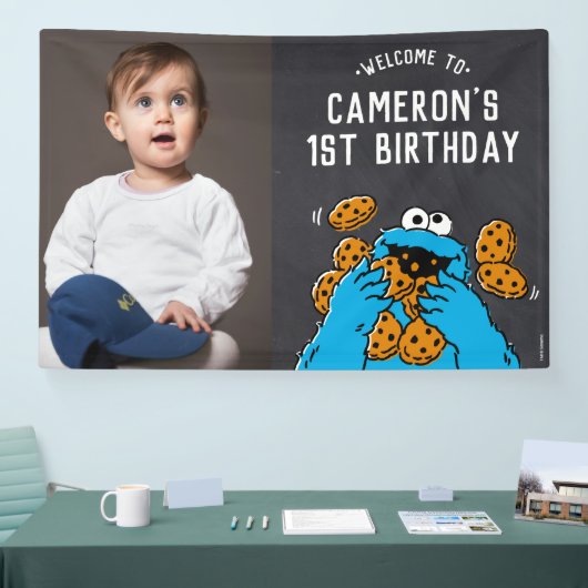 Cookie Monster 1e verjaardag Welkom Spandoek (Beurs)