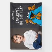 Cookie Monster 1e verjaardag Welkom Spandoek (Verticaal)