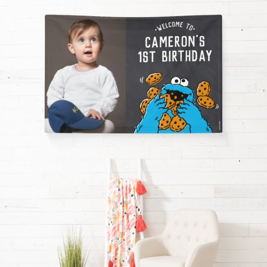 Cookie Monster 1e verjaardag Welkom Spandoek (Insitu)