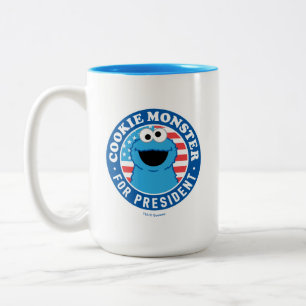 Cookie Monster als President Tweekleurige Koffiemok