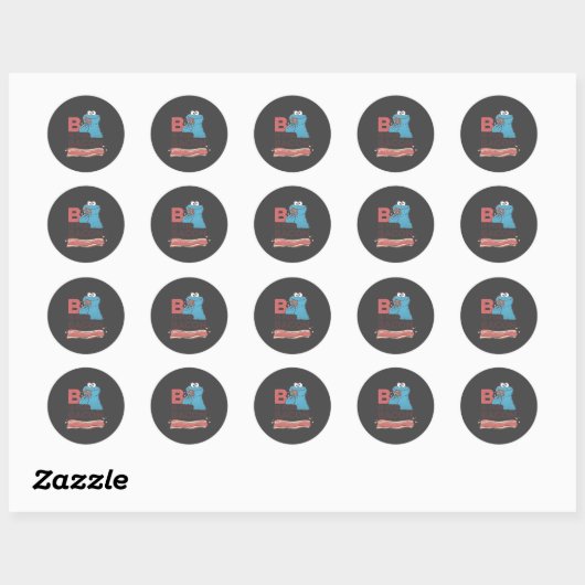 Cookie Monster B Is For Bacon  Ronde Sticker (Vel)
