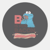 Cookie Monster B Is For Bacon Ronde Sticker (Voorkant)