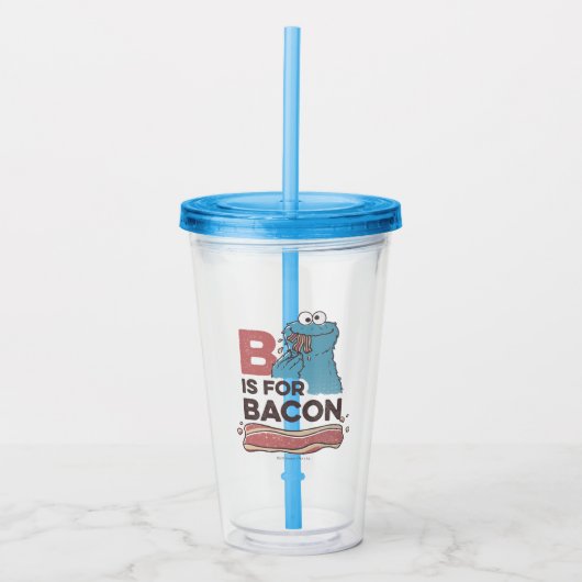 Cookie Monster | B is voor Bacon Acryl Drinkbeker (Voorkant)