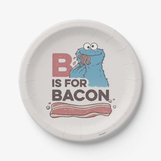 Cookie Monster | B is voor Bacon Papieren Bordje (Voorkant)