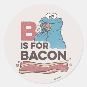 Cookie Monster B is voor Bacon Ronde Sticker