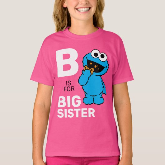 Cookie Monster | B staat voor grote zus T-shirt (Voorkant)